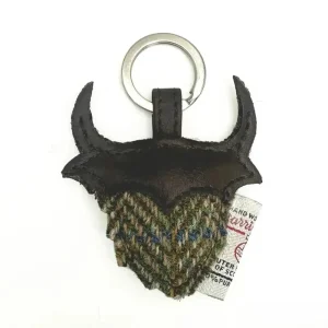 Handcrafted Harris Tweed Highland Cow Keyring