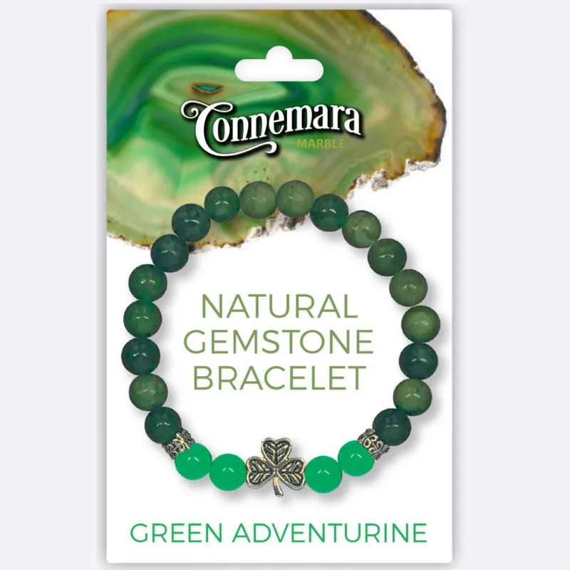 Connemara Marble Stretch Bracelet with Crystals & Charms