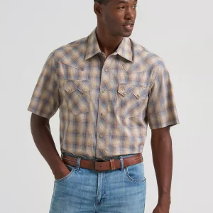 Wrangler Retro® Short Sleeve Sawtooth Snap Pocket Western Shirt - Dust Bowl